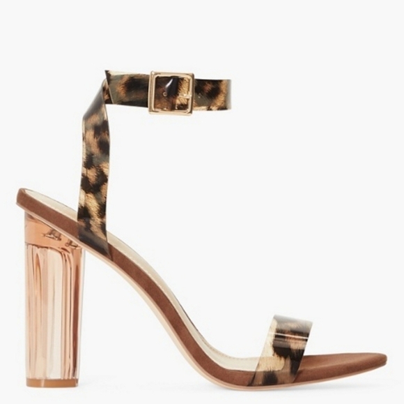 Hanna Transparent Heeled Sandal In Leopard On SALE - Picture 3 of 5